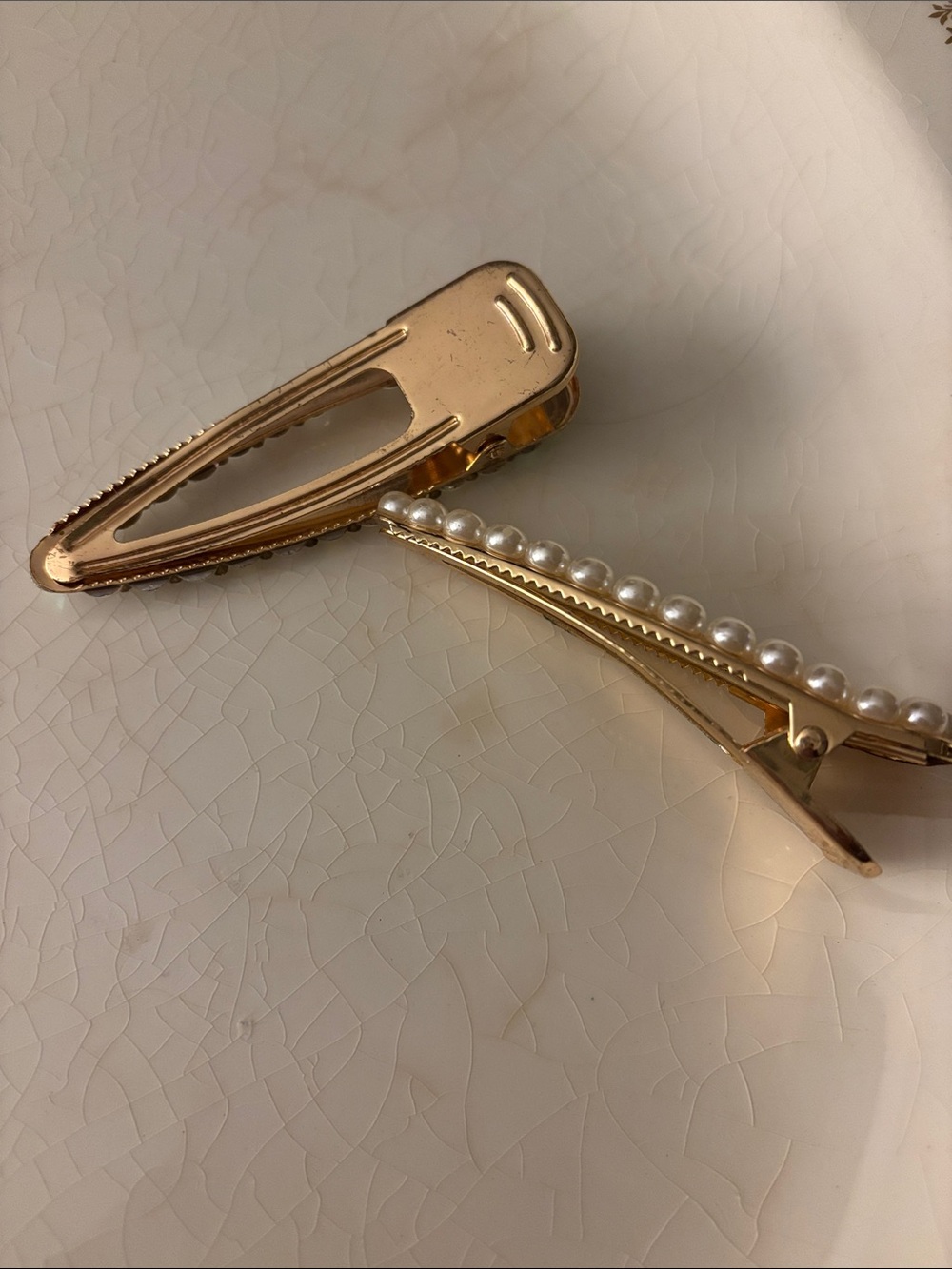 Pearl & Crystal Gold Hair Clip Set - Women's Accessories - Picture 2 of 3